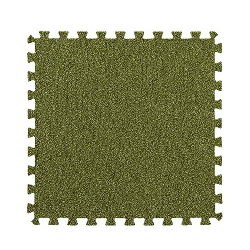 10 Pcs Interlocking Plush Foam Mat, Comfy Foam Carpet Tiles Floor Padding with Border Anti-Slip Border for Exercise, Yoga, Playroom, Garage, Room Floor, Puzzle Area (Green)