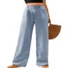 Feiersi Womens Casual Wide Leg Pants High Waisted Button Down Straight Long Trousers Palazzo Pants(Light Blue,XX-Large) view 1