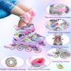 Unicorn Rainbow Inline Skates for Girls Teens Womans,4-Pejiijar Roller Skates for Girls Ages 6-8-12 w/Luminous Wheels,Kids Adjustable Roller Shoes for Birthday Xmas Gifts view 3