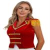 WinChang Women's Circus Ringmaster Jacket Tassel Coat Victorian Medieval Long Sleeves Christmas Tailcoat Xmas Party Costume Sleevless-01Red A XX-Large view 4