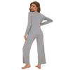WiWi Women's Pajama Set Soft Long Sleeve Tee Pants Sleepwear Scoop Neck Nightwear with Pockets Pjs S-XXL, Heather Grey, XX-Large view 2