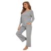 WiWi Women's Pajama Set Soft Long Sleeve Tee Pants Sleepwear Scoop Neck Nightwear with Pockets Pjs S-XXL, Heather Grey, XX-Large view 4