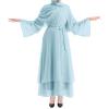 Abaya for Women Muslim, Open Chiffon Cardigan Abaya Dress with Tie Belt East Arabian Casual Full Coverage Islamic Cover Up Long Sleeve Modest Dresses Light Blue(no Hijab) S view 2