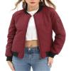 Argstar Wine Red Jacket for Women, Long sleeve Puffer Quilted Casual Padded Outewear Bomber Coat with Pockets XL view 1