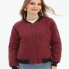 Argstar Wine Red Jacket for Women, Long sleeve Puffer Quilted Casual Padded Outewear Bomber Coat with Pockets XL view 3
