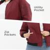Argstar Wine Red Jacket for Women, Long sleeve Puffer Quilted Casual Padded Outewear Bomber Coat with Pockets XL view 4