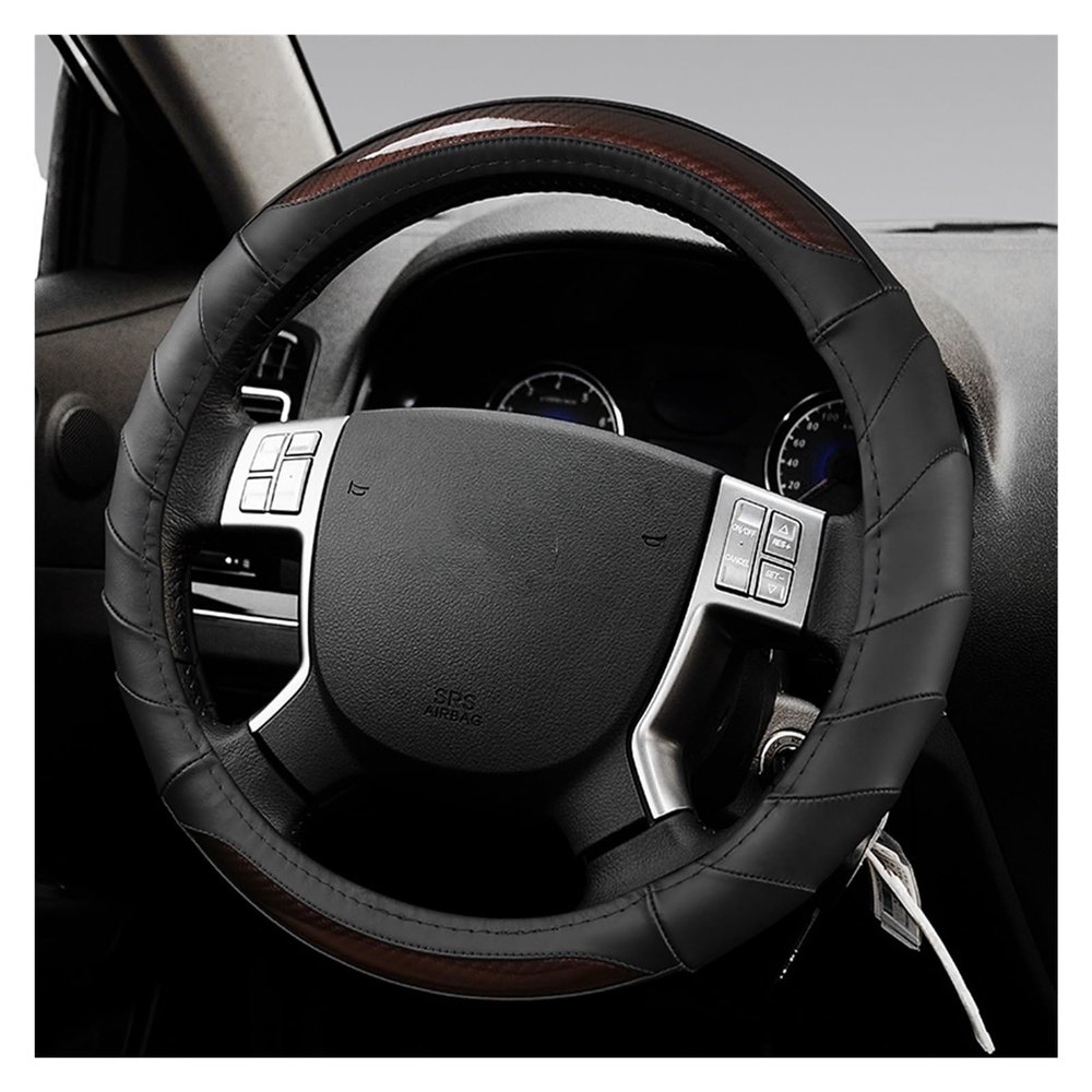 FUERU Car Steering Wheel Cover Set Car Steering Wheel Cover Breathable Leather Waterproof Sweatproof Car Interior Accessories (Color : 1#)