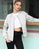 Argstar Bomber Jacket for Women, Long sleeve Puffer Quilted Casual Padded Outewear Coat with 5 Pockets White M view 2