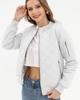 Argstar Bomber Jacket for Women, Long sleeve Puffer Quilted Casual Padded Outewear Coat with 5 Pockets White M view 3