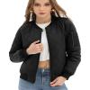Argstar Bomber Jacket for Women, Long sleeve Puffer Quilted Casual Padded Outewear Coat with 5 Pockets Black M view 4