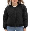 Argstar Black Bomber Jacket for Women, Puffer Quilted Long sleeve Casual Outerwear Padded Coat with 5 Pockets Fall or Winter XL view 1