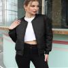 Argstar Black Bomber Jacket for Women, Puffer Quilted Long sleeve Casual Outerwear Padded Coat with 5 Pockets Fall or Winter XL view 2