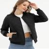 Argstar Black Bomber Jacket for Women, Puffer Quilted Long sleeve Casual Outerwear Padded Coat with 5 Pockets Fall or Winter XL view 3