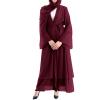 Abaya for Women Muslim, Open Chiffon Cardigan Abaya Dress with Tie Belt East Arabian Casual Full Coverage Islamic Cover Up Long Sleeve Modest Dresses Wine red(no Hijab) L view 4