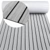 HZCHIONE Boat Decking Flooring EVA Foam Faux Teak Floor Mat Self-Adhesive Non-Slip Deck Rolls Sheet for Boats Pontoon Yacht Swim Platform Helm Pad RV Floor(94.5x21.66) A-Light Grey with Black Seam view 1