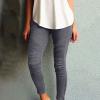GOKKILRW Stretchy Jeggings for Women High Waisted Stretch Skinny Moto Biker Leggings with Pockets Comfy Pleated Slimming Pull-On Skinny Jeans Denim Pencil Pants(Grey,Small) view 3