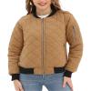 Argstar Puffer Jacket for Women, Long sleeve Quilted Casual Bomber Padded Outewear Coat with 5 Pockets Camel XS view 1