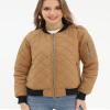 Argstar Puffer Jacket for Women, Long sleeve Quilted Casual Bomber Padded Outewear Coat with 5 Pockets Camel XS view 4