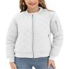 Argstar Women's Jacket, Puffer Quilted Long sleeve Casual Bomber Outerwear Padded Coat with 5 Pockets Fall or Winter White XL view 1