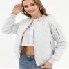Argstar Women's Jacket, Puffer Quilted Long sleeve Casual Bomber Outerwear Padded Coat with 5 Pockets Fall or Winter White XL view 3