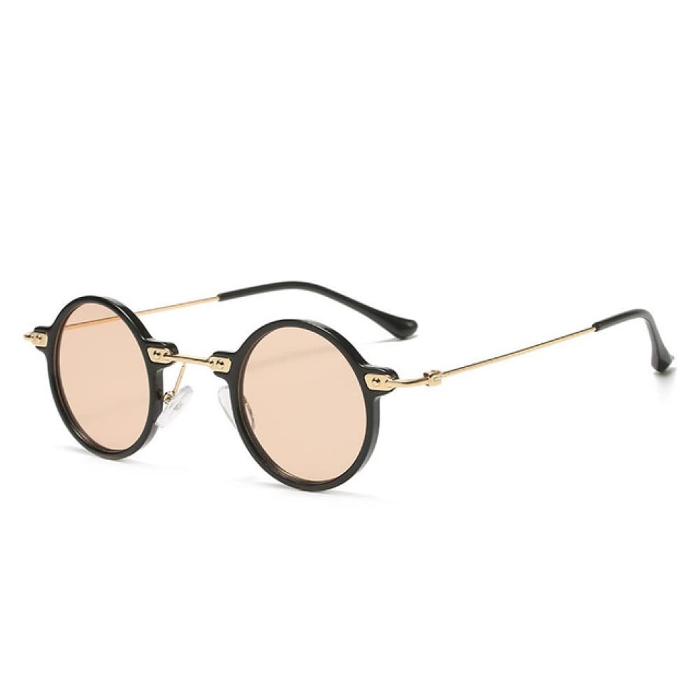 XLUMIO Steampunk Small Round Sunglasses Women Clear Ocean Gradient Lens Shades UV400 Men Punk Sun Glasses,C8,one size