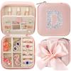 CHMI Graduation gifts for girls,bachelorette gifts for bridesmaids,high school graduation gifts for her,Small Jewelry Travel Case,Graduation Travel Essentials Small Jewelry Box,Initial pink D view 1