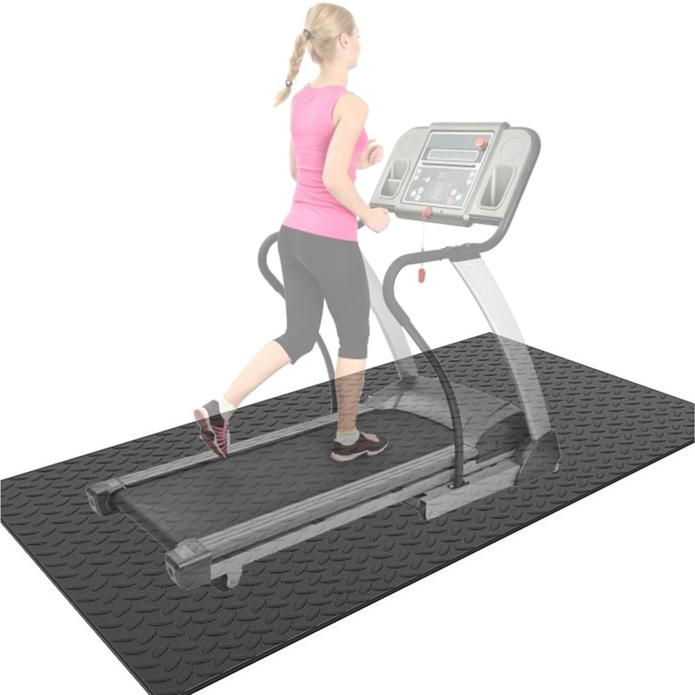 WORDFUN Treadmill Mat, Heavy Duty Thick 10mm Black Floor Protector Mat, Gym Equipment Waterproof Mat, Under Exercise Bike Trainer Mat Pad, Elliptical Mat, Fitness Mat
