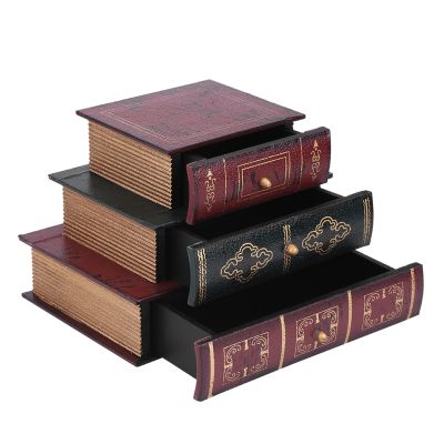 Miskall Wooden Jewelry Box, Fashionable Book Shape Jewelry Gift Storage Chest Box Case Holder Organizer
