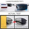 HCHES Photochromic Polarized Sunglasses For Men UV400 Rectangle Sun Glasses,GUN,BLACK,One size view 3