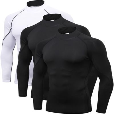 2/3 Pack Men's Compression Shirts Long Sleeve Workout Shirts Mock Turtleneck Athletic Base Layer Active Undershirts Tops