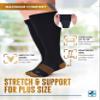 Doctor's Select Copper Plus Size Compression Socks Wide Calf - 2 Pairs | 20-30mmHg Extra Wide Calf Compression Sock Women | Copper Socks for Swelling, Varicose Veins | Extra Wide Calf Compression Sock | Black Wide Compression Socks for Women & Men view 4