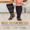 Doctor's Select Copper Plus Size Compression Socks Wide Calf - 2 Pairs | 20-30mmHg Extra Wide Calf Compression Sock Women | Copper Socks for Swelling, Varicose Veins | Extra Wide Calf Compression Sock | Black Wide Compression Socks for Women & Men view 2