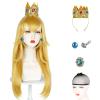 Askuang Long Blonde Wig for Princess Cosplay,5 Piece Set Yellow Blonde Halloween Cosplay Wig Costume Party Wigs with Crown,Brooch,Earrings,Wig Caps view 1