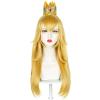 Askuang Long Blonde Wig for Princess Cosplay,5 Piece Set Yellow Blonde Halloween Cosplay Wig Costume Party Wigs with Crown,Brooch,Earrings,Wig Caps view 2