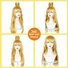 Askuang Long Blonde Wig for Princess Cosplay,5 Piece Set Yellow Blonde Halloween Cosplay Wig Costume Party Wigs with Crown,Brooch,Earrings,Wig Caps view 3