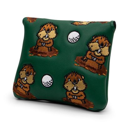 Barudan Golf Groundhog Golf Putter Head Cover Headcover Magnetic - Square Mallet Putter Headcover - Synthetic Leather Golf Headcover fits for Most Putters Gifts for Men