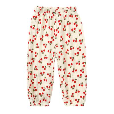 Easygou Toddler Casual Long Pants Trousers Summer Fall Kids Baby Boy Girl Cotton Linen Bloomer Elastic Basic Harem Pants Joggers 1-8T (Z# Cherries,3-4T,US,Age,3 Years,4 Years,Little Kid)