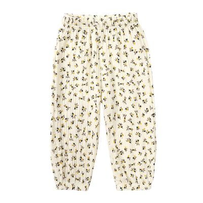 Easygou Toddler Casual Long Pants Trousers Summer Fall Kids Baby Boy Girl Cotton Linen Bloomer Elastic Basic Harem Pants Joggers 1-8T (Z# Brown Floral,7-8 Years,US,Age,7 Years,8 Years,Little Kid)