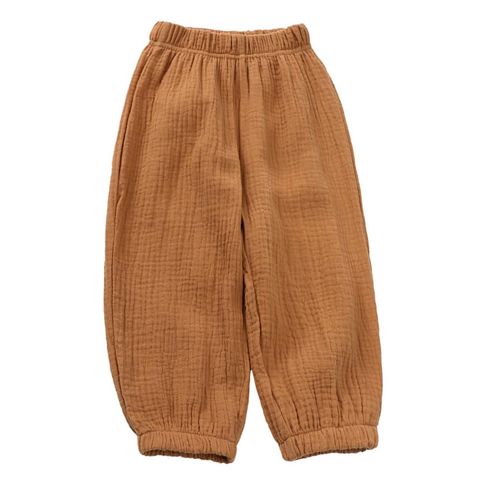 Easygou Toddler Casual Long Pants Trousers Summer Fall Kids Baby Boy Girl Cotton Linen Bloomer Elastic Basic Harem Pants Joggers 1-8T (Dark Yellow,7-8 Years,US,Age,7 Years,8 Years,Little Kid)