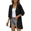 Cardigan for Women Fall Comfy Open Front Lightweight Cardigan Solid Long Sleeve Loose Sweaters Outerwear with Pockets view 1