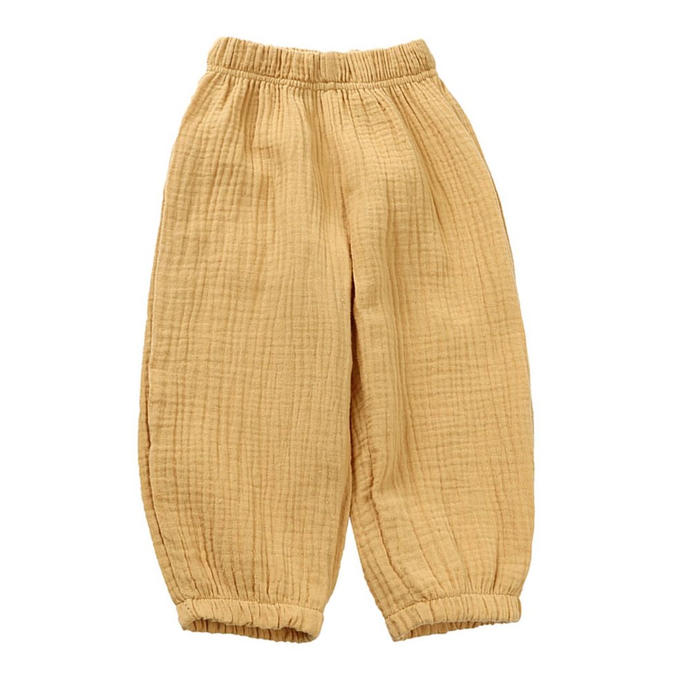 Easygou Toddler Casual Long Pants Trousers Summer Fall Kids Baby Boy Girl Cotton Linen Bloomer Elastic Basic Harem Pants Joggers 1-8T (Yellow,5-6 Years,US,Age,5 Years,6 Years,Little Kid)