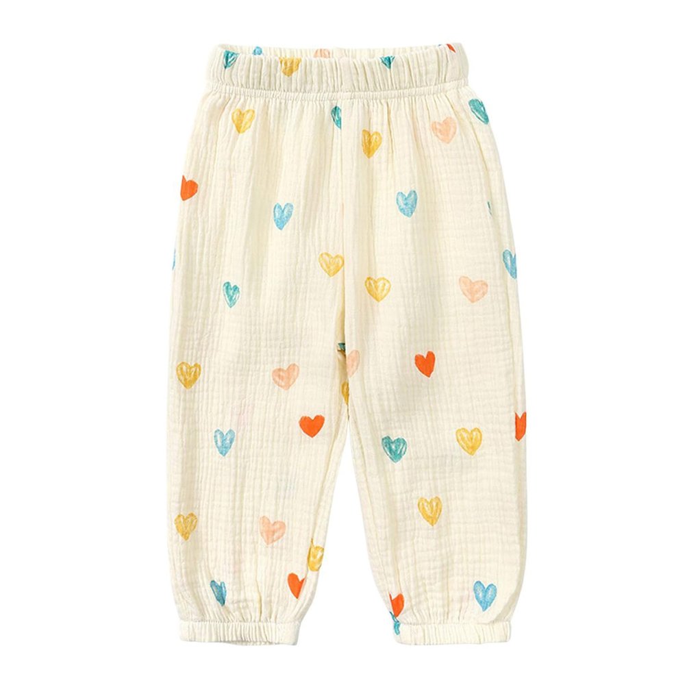 Easygou Toddler Casual Long Pants Trousers Summer Fall Kids Baby Boy Girl Cotton Linen Bloomer Elastic Basic Harem Pants Joggers 1-8T (Z# Colorful Heart,2-3T,US,Age,2 Years,3 Years,Toddler)