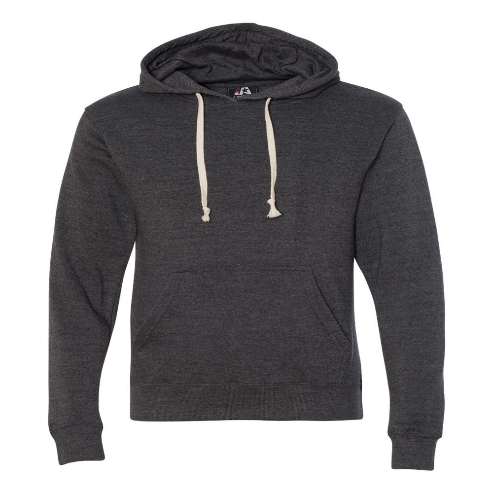 J. America Mens Triblend Fleece Hooded Sweatshirt, 3XL, Black Triblend
