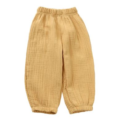 Easygou Toddler Casual Long Pants Trousers Summer Fall Kids Baby Boy Girl Cotton Linen Bloomer Elastic Basic Harem Pants Joggers 1-8T (Yellow,3-4T,US,Age,3 Years,4 Years,Little Kid)
