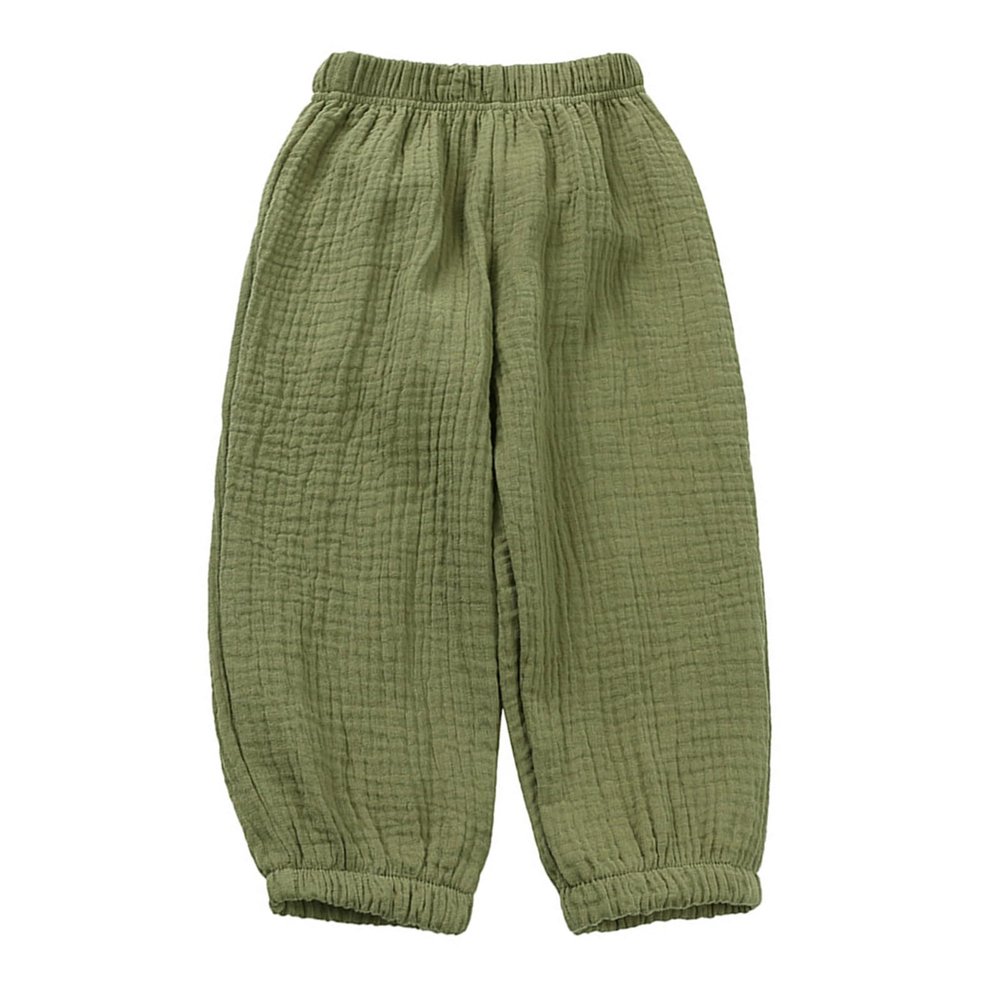Easygou Toddler Casual Long Pants Trousers Summer Fall Kids Baby Boy Girl Cotton Linen Bloomer Elastic Basic Harem Pants Joggers 1-8T (Green B,3-4T,US,Age,3 Years,4 Years,Little Kid)