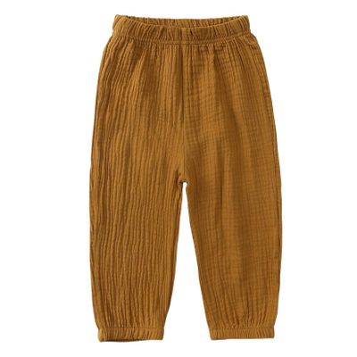 Easygou Toddler Casual Long Pants Trousers Summer Fall Kids Baby Boy Girl Cotton Linen Bloomer Elastic Basic Harem Pants Joggers 1-8T (Dark Yellow B,3-4T,US,Age,3 Years,4 Years,Little Kid)