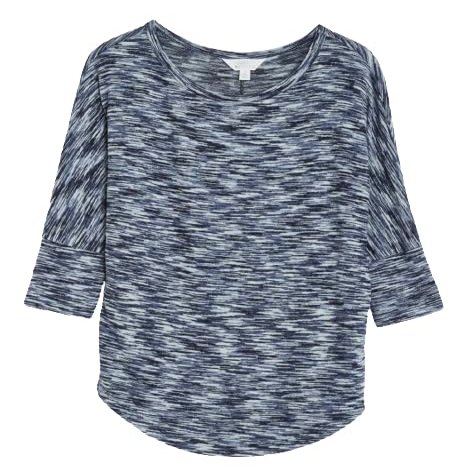 Corinna Brushed Dolman Knit Top, Navy/Indigo Spacedye XL - Market & Spruce