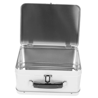 FELTECHELECTR Vintage Metal Lockable Storage Box Multi-use Desktop Organizer for Jewelry Documents and Items Elegant with Smooth Finish for