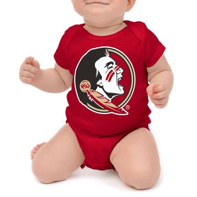 Little King NCAA Short Sleeve Romper-Big Logo-100% Cotton-Florida State-Garnet-12 Months