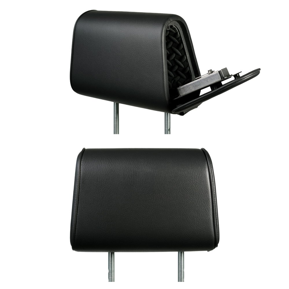 The HEADREST Safe Vulcan Leatherette Headrest Safe - Passenger Seat + Companion Headrest - Headrest Set, Black